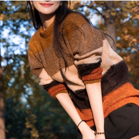 Colorblock Mohair Wool Blended Sweater - Picture 2 of 7